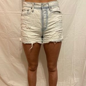 American Eagle Acid Wash Ripped Denim Shorts